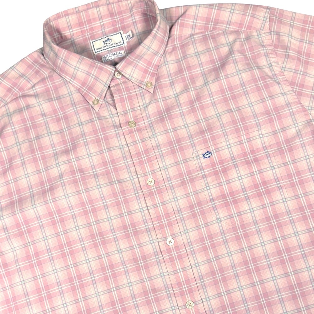 Southern Tide Intercoastal Button Down Shirt Mens XL Pink Plaid Performance